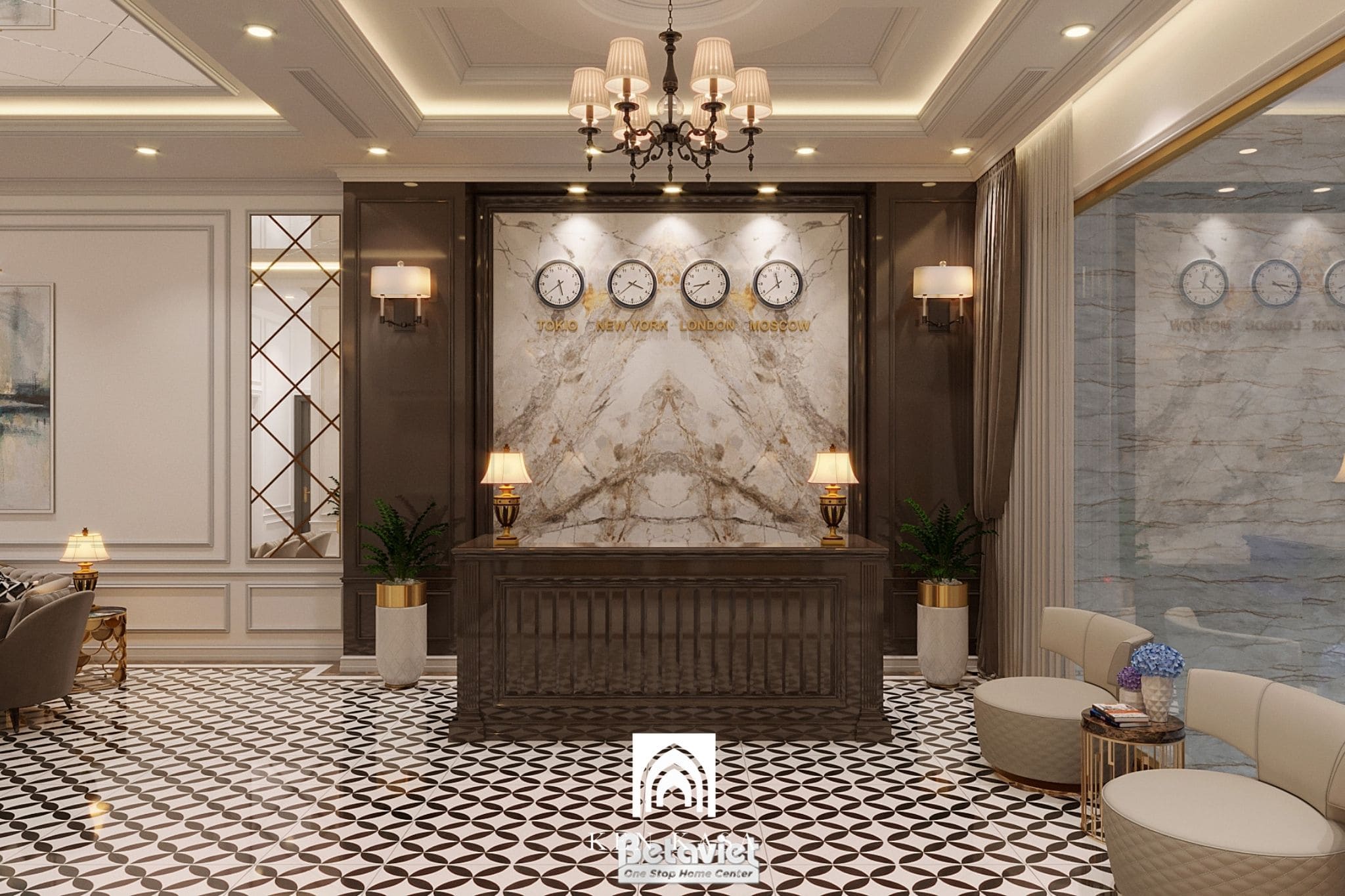 Mẫu thiết kế kh&aacute;ch sạn t&acirc;n cổ điển đẹp kết hợp nội thất luxury